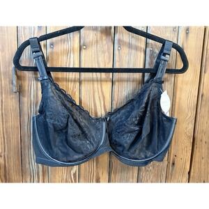 Parfait Lace Minimizer Bra Women 42E Black Underwired Unlined Adjustable NWT